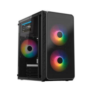 GABINETE ACTECK DOOM PRO CRYSTAL GI730 MINI-TOWER MICRO-ATX-MINI-ITX USB 2.0-3.0 CON FUENTE DE 600W 3 VENTILADORES INSTALADOS NEGRO