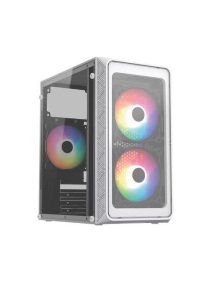 GABINETE ACTECK DOOM PRO CRYSTAL GI730C MINI-TOWER MICRO-ATX-MINI-ITX USB 2.0-3.0 CON FUENTE DE 600W 3 VENTILADORES INSTALADOS BLANCO - Image 2