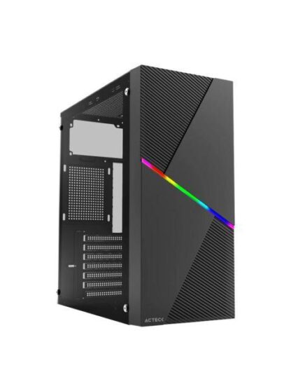 GABINETE ACTECK DRACO GM450 CON VENTANA RGB MIDI-TOWER ATX-MICRO-ATX-MINI ATX USB 2.0 CON FUENTE DE 500W SIN VENTILADORES INSTALADOS NEGRO