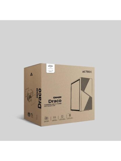 GABINETE ACTECK DRACO GM450 CON VENTANA RGB MIDI-TOWER ATX-MICRO-ATX-MINI ATX USB 2.0 CON FUENTE DE 500W SIN VENTILADORES INSTALADOS NEGRO - Image 5