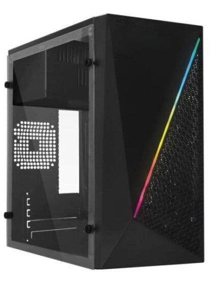 GABINETE ACTECK KYOTO GC460 CON VENTANA MICRO-TOWER MICRO ATX-MINI-ATX CON FUENTE DE 500W SIN VENTILADORES INSTALADOS NEGRO