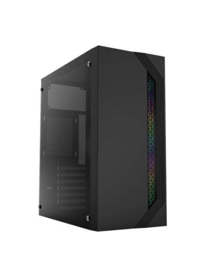 GABINETE ACTECK VIKEN GM434 CON VENTANA RGB MIDI-TOWER ATX-MICRO-ATX-MINI-ATX USB 2.0 CON FUENTE DE 500W SIN VENTILADORES INSTALADOS NEGRO