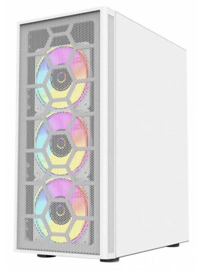 GABINETE BALAM RUSH DRAGONFLY II MESH GM740 CON VENTANA MINI-TOWER ATX-MICRO ATX-MINI-ATX USB 3.0 SIN FUENTE 4 VENTILADORES RGB INSTALADOS BLANCO