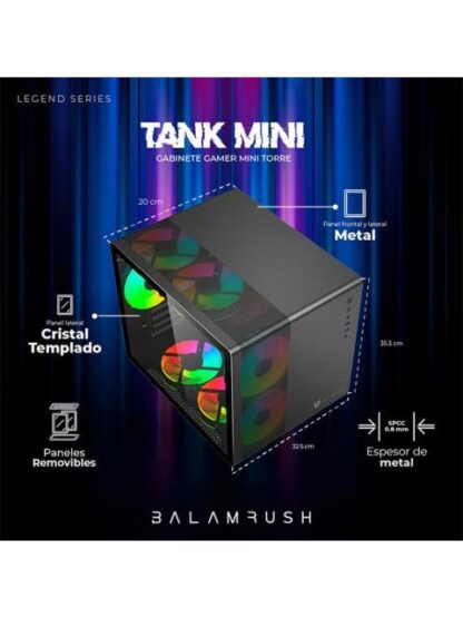 GABINETE BALAM RUSH TANK MINI GI930 CON VENTANA MINI-TOWER ITX-MINI-ATX USB 3.0-C SIN FUENTE 3 VENTILADORES ARGB INSTALADOS NEGRO - Image 3