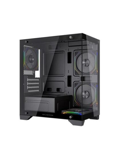GABINETE BALAM RUSH TANK PERFORM 3600 MINI-TOWER MICRO-ATX-MINI-ITX USB 2.0-3.0 SIN FUENTE 4 VENTILADORES INSTALADOS NEGRO