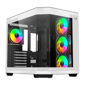 GABINETE BALAM RUSH TANK SUPER 9600 TB CON VENTANA RGB MIDI-TOWER ATX-MICRO-ATX-ITX USB 3.0-2.0 SIN FUENTE 4 VENTILADORES INSTALADOS BLANCO-NEGRO