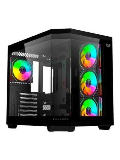 GABINETE BALAM RUSH TANK SUPER 9600 TB MIDI-TOWER ATX-MICRO-ATX-MINI-ITX USB 2.0-3.0 SIN FUENTE 4 VENTILADORES INSTALADOS NEGRO
