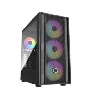 GABINETE COOLER MASTER MASTERBOX 600 MID TOWER ATX-EATX-MICRO-ATX-MINI-ITX SIN FUENTE 4 VENTILADORES ARGB INSTALADOS NEGRO