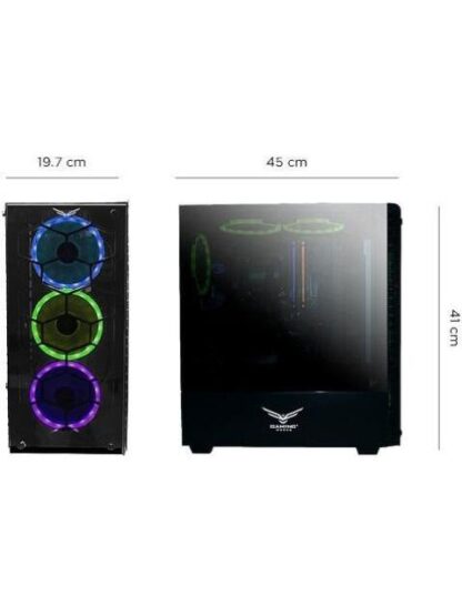 GABINETE NACEB HYDRA CON VENTANA RGB FULL-TOWER ATX USB 2.0-3.0 SIN FUENTE 3 VENTILADORES RGB INSTALADOS NEGRO - Image 3