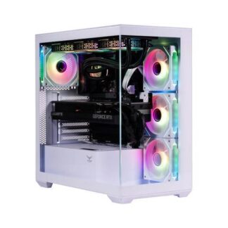 GABINETE NACEB NA-0637B MIDI-TOWER ATX-MICRO-ATX-MINI-ITX USB 3.0 SIN FUENTE 4 VENTILADORES INSTALADOS BLANCO