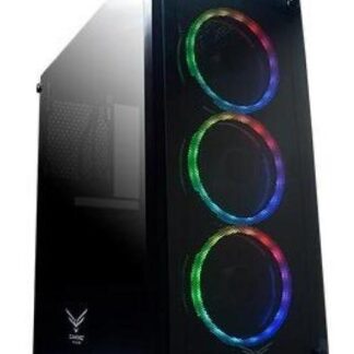 GABINETE NACEB PLAYER CON VENTANA RGB FULL-TOWER ATX USB 2.0-3.0 SIN FUENTE 3 VENTILADORES RGB INSTALADOS NEGRO