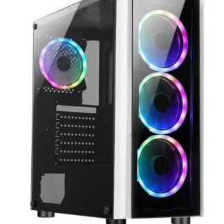 GABINETE XZEAL XZ110 CON VENTANA RGB TOWER ATX-MICRO-ATX-MINI-ATX USB 3.0-2.0 SIN FUENTE 3 VENTILADORES RGB INSTALADOS BLANCO