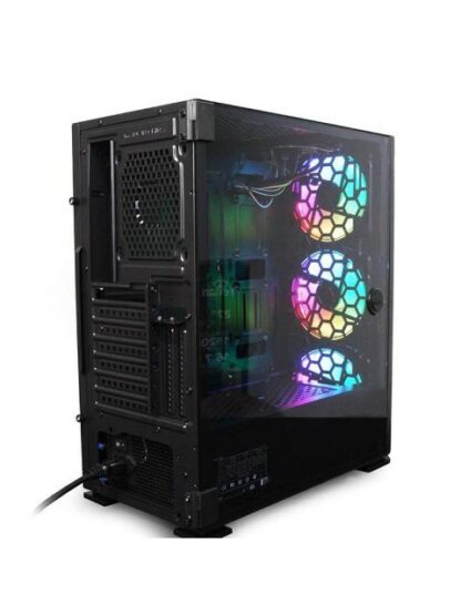 GABINETE YEYIAN HOLLOW 2500 CON VENTANA MIDI TOWER ATX-EATX-ITX-MICRO ATX USB 3.2 SIN FUENTE 3 VENTILADORES ARGB INSTALADOS NEGRO - Image 4