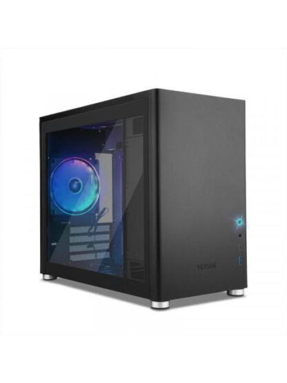 GABINETE YEYIAN HUSSAR CON VENTANA MINI TOWER MICRO-ATX-MINI-ITX USB 3.2 SIN FUENTE 1 VENTILADOR INSTALADO NEGRO