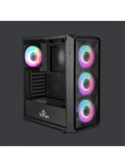 GABINETE YEYIAN LANCER CON VENTANA MIDI-TOWER ATX-MICRO-ATX-MINI-ITX USB 3.0-2.0 SIN FUENTE 4 VENTILADORES ARGB INSTALADOS NEGRO - Image 2