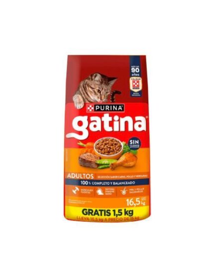 GATINA ALIMENTO PARA GATO POLLO 15 KG + 1.5 KG GRATIS