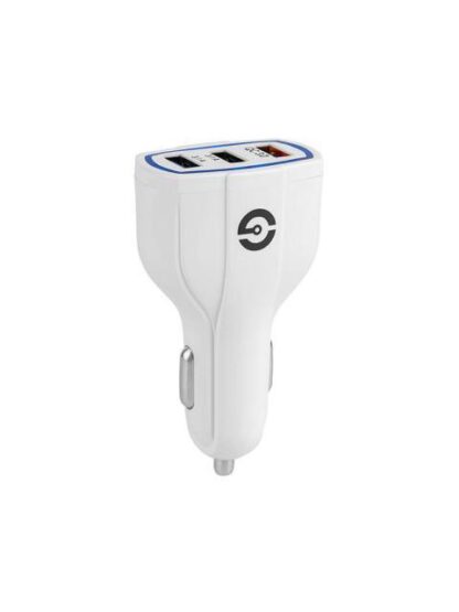 GETTTECH CARGADOR DE COCHE CON 3 PUERTOS USB 1 DE CARGA RAPIDA MODELO VISTOK COLOR BLANCO TAMANO COMPACTO MOD. GCC30FC01 - Image 2