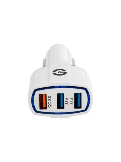GETTTECH CARGADOR DE COCHE CON 3 PUERTOS USB 1 DE CARGA RAPIDA MODELO VISTOK COLOR BLANCO TAMANO COMPACTO MOD. GCC30FC01 - Image 4