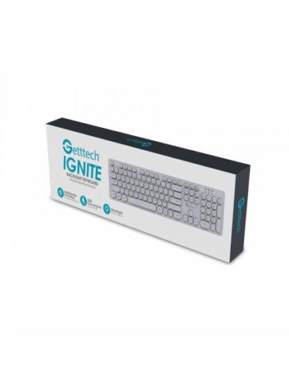 GETTTECH TECLADO RETROILUMINADO IGNITE BLANCO 105 TECLAS CONEXION USB ABS FRENTE Y GALVANIZADO ATRAS MOD. GTI20201B - Image 5