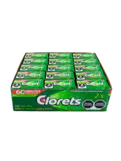 GOMA DE MASCAR CLORET'S PAQUETE CON 60 CAJITAS DE 2 PIEZAS