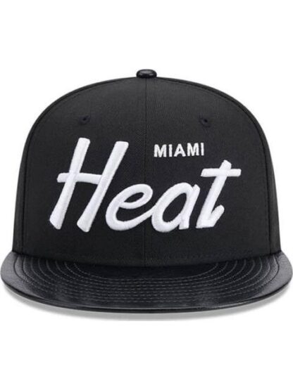 GORRA MIAMI HEAT NBA FAUX LEATHER 9FIFTY SNAPBACK NEGRO NEW ERA CAP