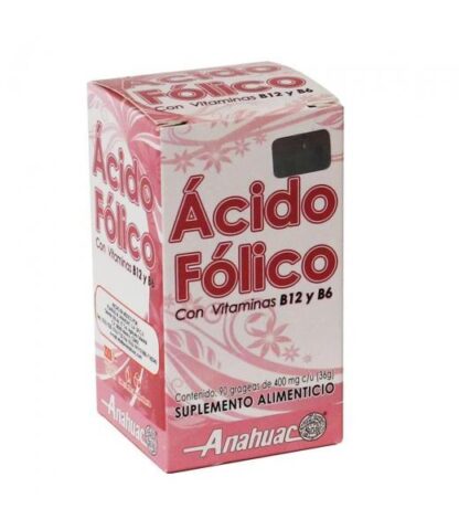 GRAG. ACIDO FOLICO C 90 400 MG C U C VIT B12 Y B6 ANAHUAC