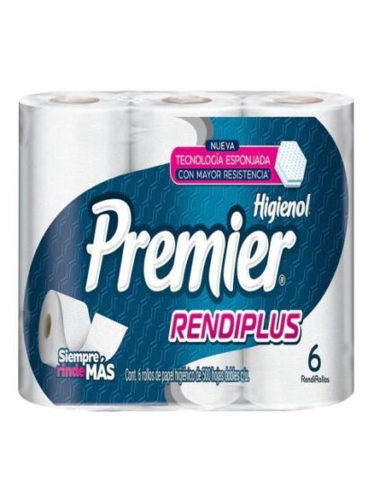 HIGIENICO PREMIER RENDIPLUS 500 HOJAS D. 6 PZ