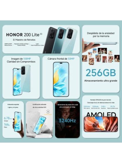 HONOR NUMBER SERIES HONOR 200 LITE DUAL SIM 256 GB AQUAMARINO 8 GB RAM - Image 2
