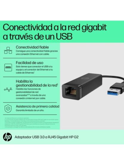 HP ADAPTADOR USB 3.0 MACHO - RJ-45 HEMBRA NEGRO - Image 3