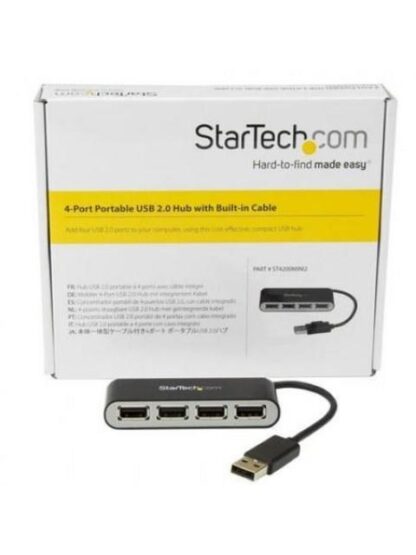 STARTECH  HUB CONCENTRADOR USB A 2.0 DE 4 PUERTOS CON CABLE INTEGRADO 480 MBIT-S NEGRO-PLATA - Image 7