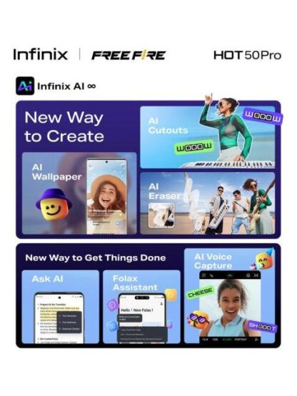 INFINIX HOT 50 PRO COLABORADO CON FREE FIRE MORADO DUAL SIM 256GB 8GB+8GB RAM FRECUENCIA DE ACTUALIZACION DE 120HZ MODELO DEL PROCESADOR MEDIATEK HELIO G100 - Image 6
