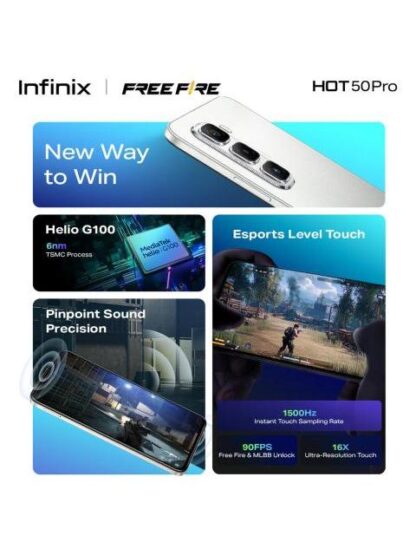 INFINIX HOT 50 PRO COLABORADO CON FREE FIRE MORADO DUAL SIM 256GB 8GB+8GB RAM FRECUENCIA DE ACTUALIZACION DE 120HZ MODELO DEL PROCESADOR MEDIATEK HELIO G100 - Image 9