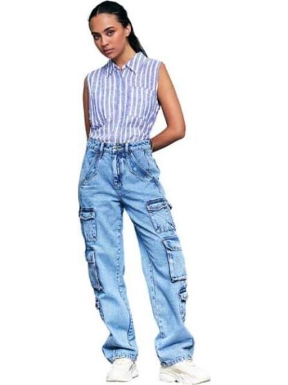 JEANS CARGO CINTURA SUPERALTA GRIS ATMOSPHERE DNM