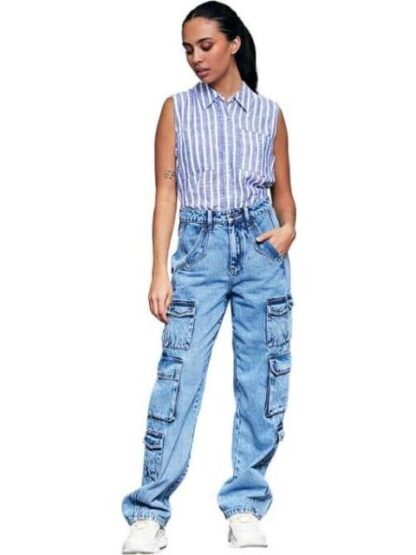 JEANS CARGO CINTURA SUPERALTA GRIS ATMOSPHERE DNM - Image 2