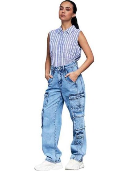 JEANS CARGO CINTURA SUPERALTA GRIS ATMOSPHERE DNM - Image 5