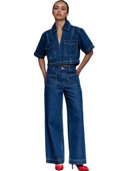 JEANS CORTE RECTO CINTURA ALTA AZUL INDIGO ATMOSPHERE DNM - Image 4