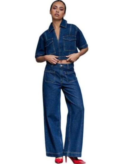 JEANS CORTE RECTO CINTURA ALTA AZUL INDIGO ATMOSPHERE DNM - Image 6