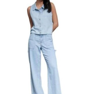 JEANS CORTE WIDE LEG CINTURA ALTA BLEACH ATMOSPHERE DNM