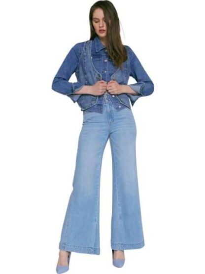 JEANS CORTE WIDE LEG CINTURA ALTA BLEACH ATMOSPHERE DNM - Image 2