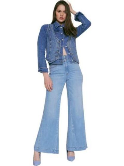 JEANS CORTE WIDE LEG CINTURA ALTA BLEACH ATMOSPHERE DNM - Image 3