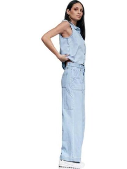 JEANS CORTE WIDE LEG CINTURA ALTA BLEACH ATMOSPHERE DNM - Image 5