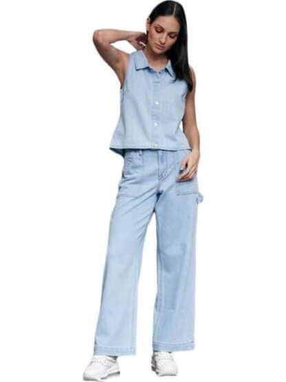 JEANS CORTE WIDE LEG CINTURA ALTA BLEACH ATMOSPHERE DNM - Image 6