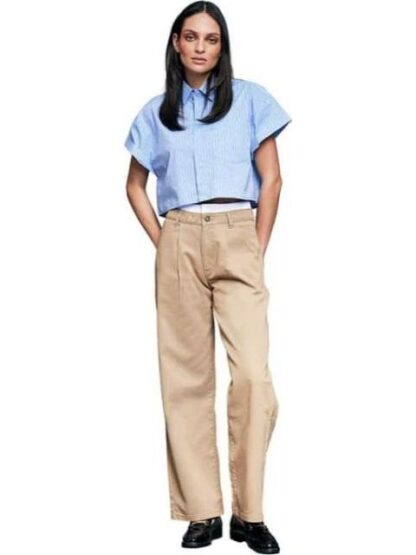 JEANS CORTE WIDE LEG CINTURA ALTA CAMEL ATMOSPHERE DNM