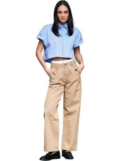 JEANS CORTE WIDE LEG CINTURA ALTA CAMEL ATMOSPHERE DNM - Image 4