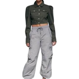 JEANS PARACHUTE CINTURA REGULAR GRIS SANTA LOLA