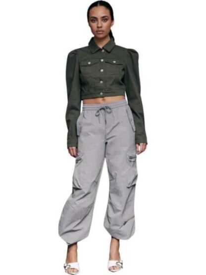 JEANS PARACHUTE CINTURA REGULAR GRIS SANTA LOLA