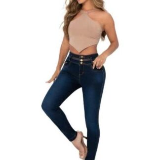 JEANS SKINNY CINTURA ALTA GRIS FERGINO