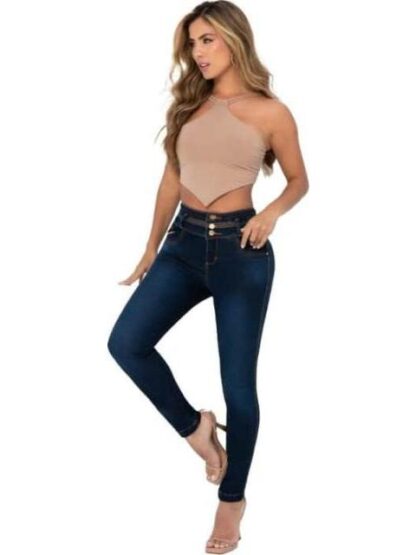 JEANS SKINNY CINTURA ALTA GRIS FERGINO