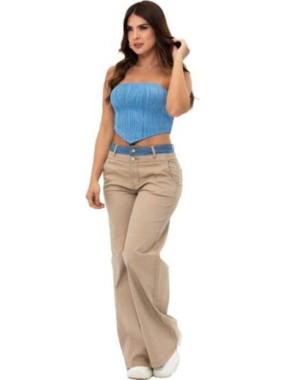 JEANS WIDE LEG CINTURA REGULAR BEIGE FERGINO
