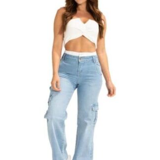 JEANS WIDE LEG CINTURA REGULAR GRIS FERGINO